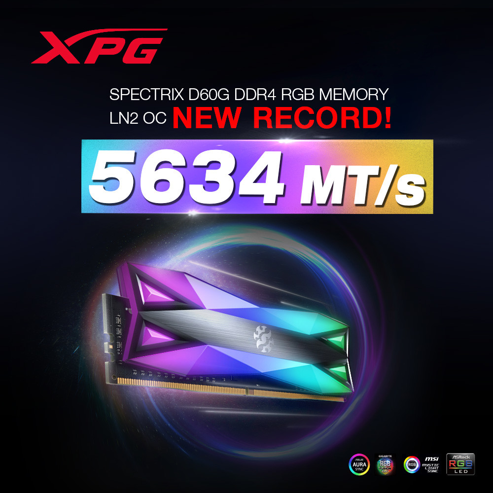 ADATA XPG SPECTRIX D60G تكسر الرقم القياسي لسرعة الرامات عند 5634MHZ