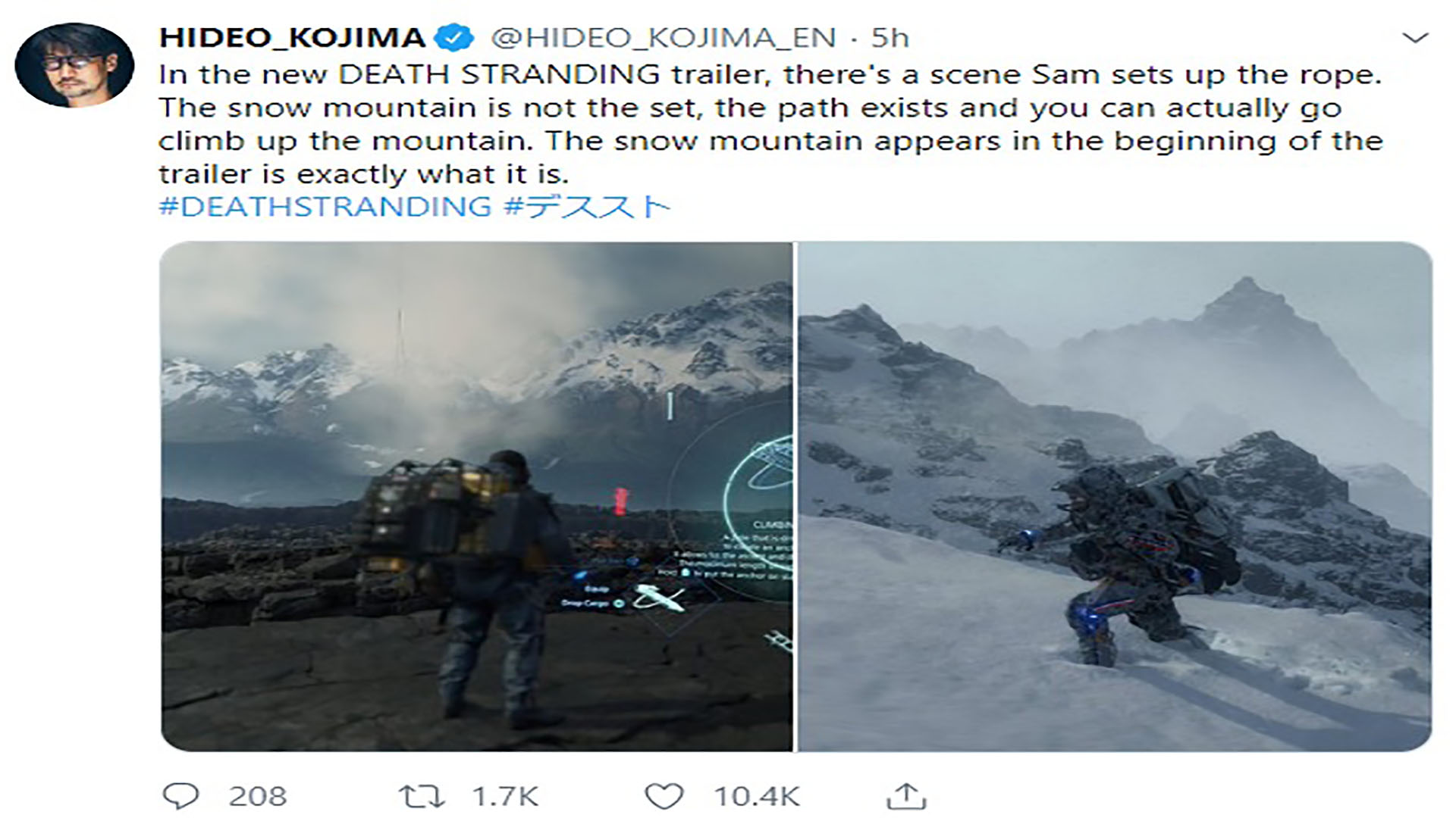 المخرج Hideo Kojima يلمح إلى مدى حجم خريطة Death Stranding ومدى تفاعلها death stranding hideo kojima sony