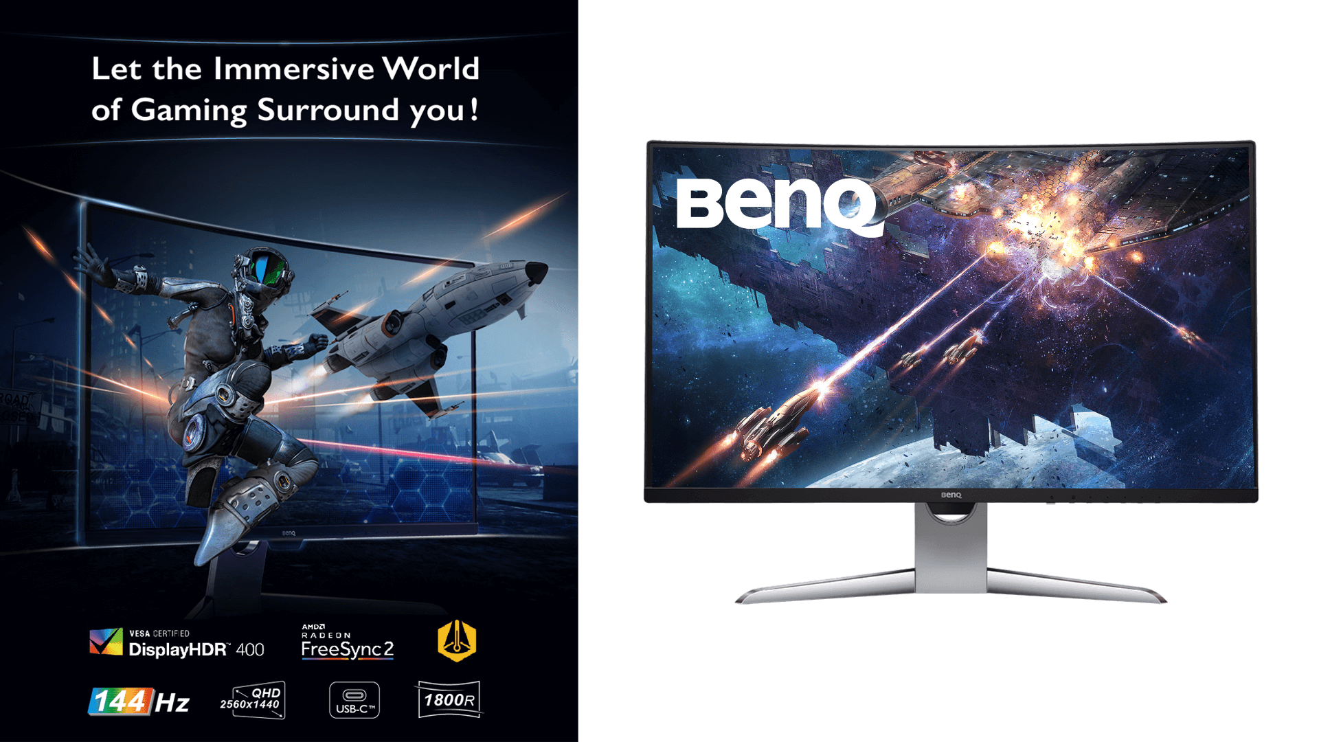 شاشة BenQ EX3203R المنحنية ستقدم لك تجربة لعب مختلفة بدقة QHD ومعدل تحديث 144Hz
