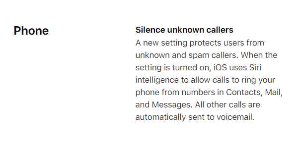 ميزة رفض المكالمات المزعجة على نظام iOS 13