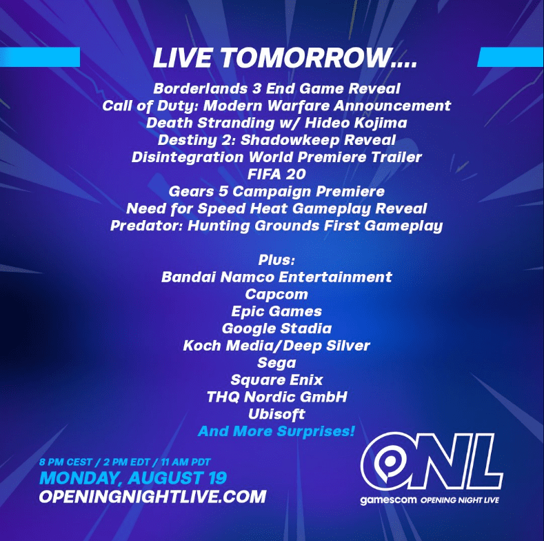 Opening Night Live Gamescom 2019