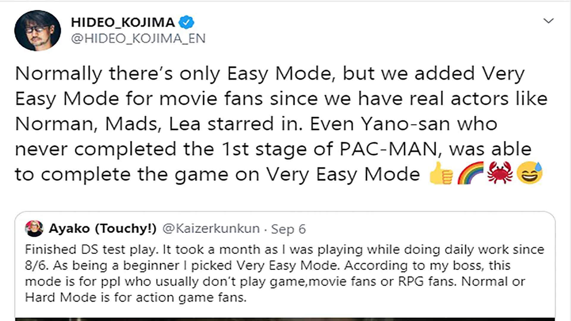hideo kojima death stranding very easy mode