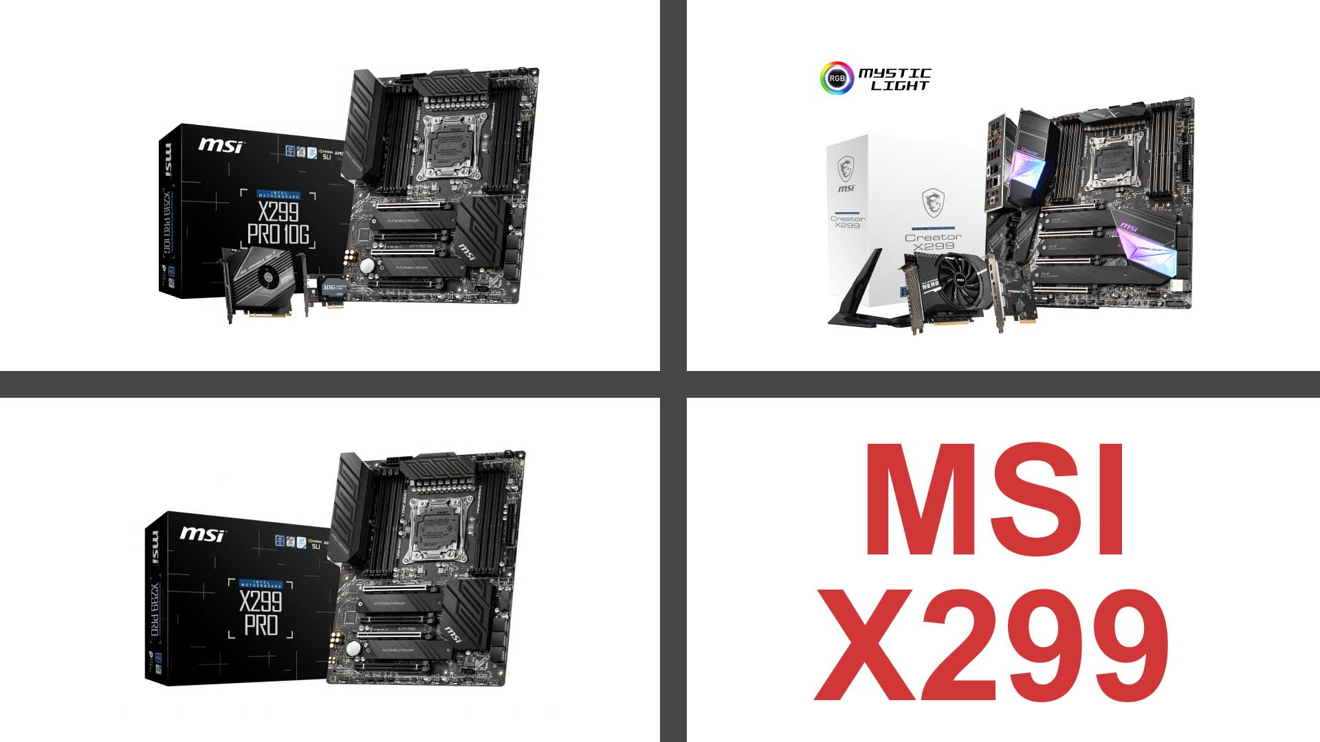 تشكيلة من لوحات MSI X299 لمعالجات إنتل الجيل العاشر Core i9