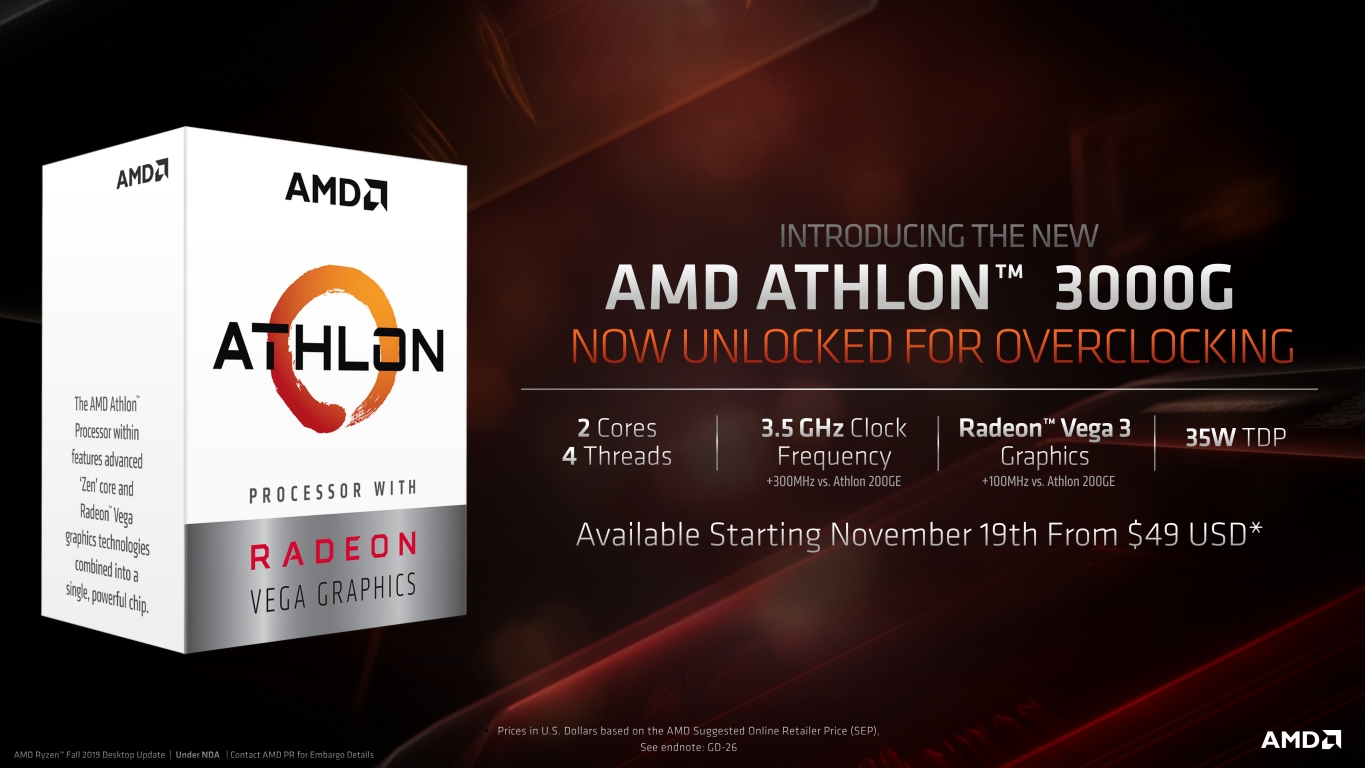 رحبوا بالوافد الجديد ، AMD تطلق معالج Athlon 3000G المسرع