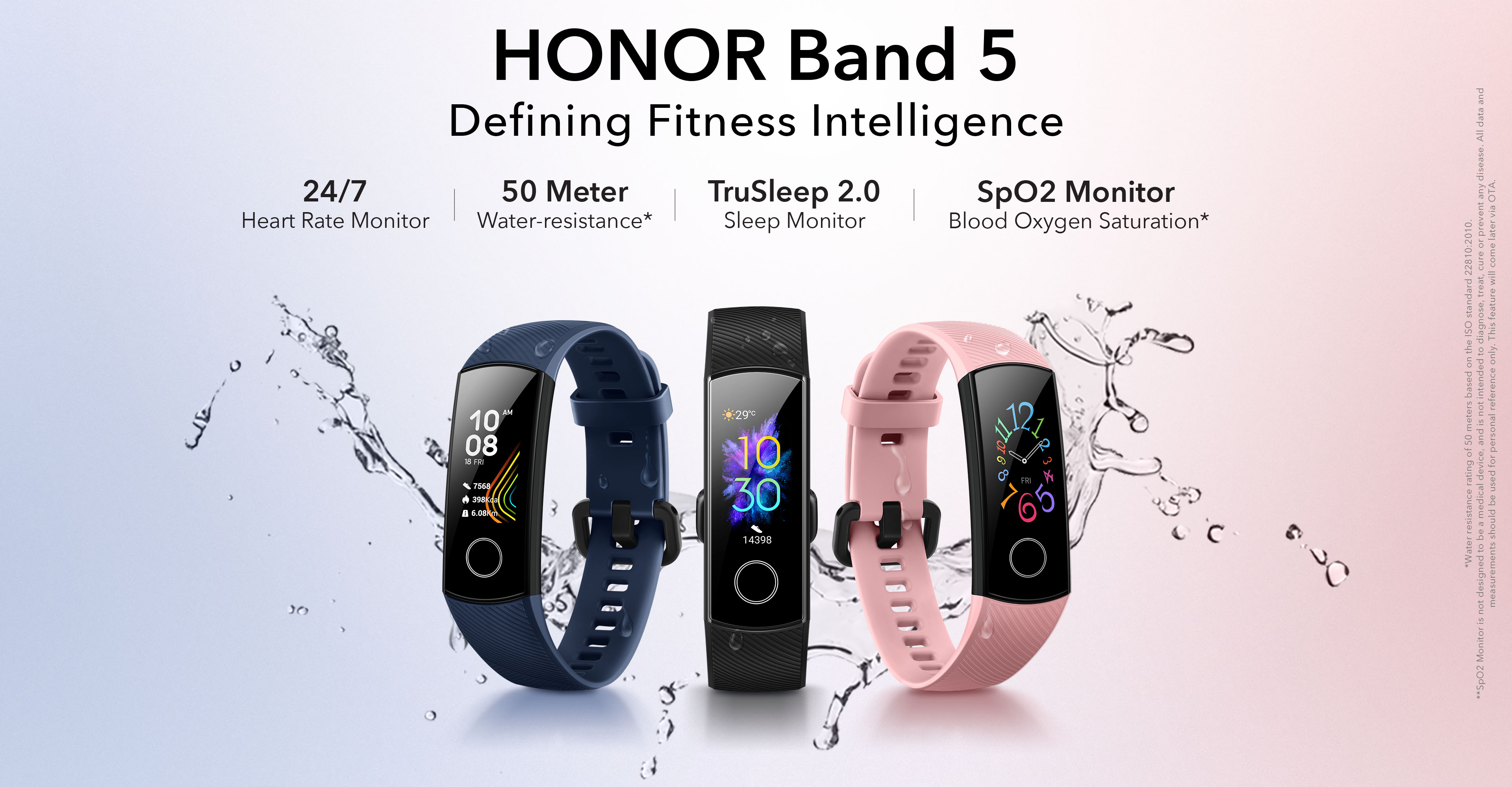 سوار HONOR Band 5 يعزز اللياقة البدنية مع تقنية SpO2
