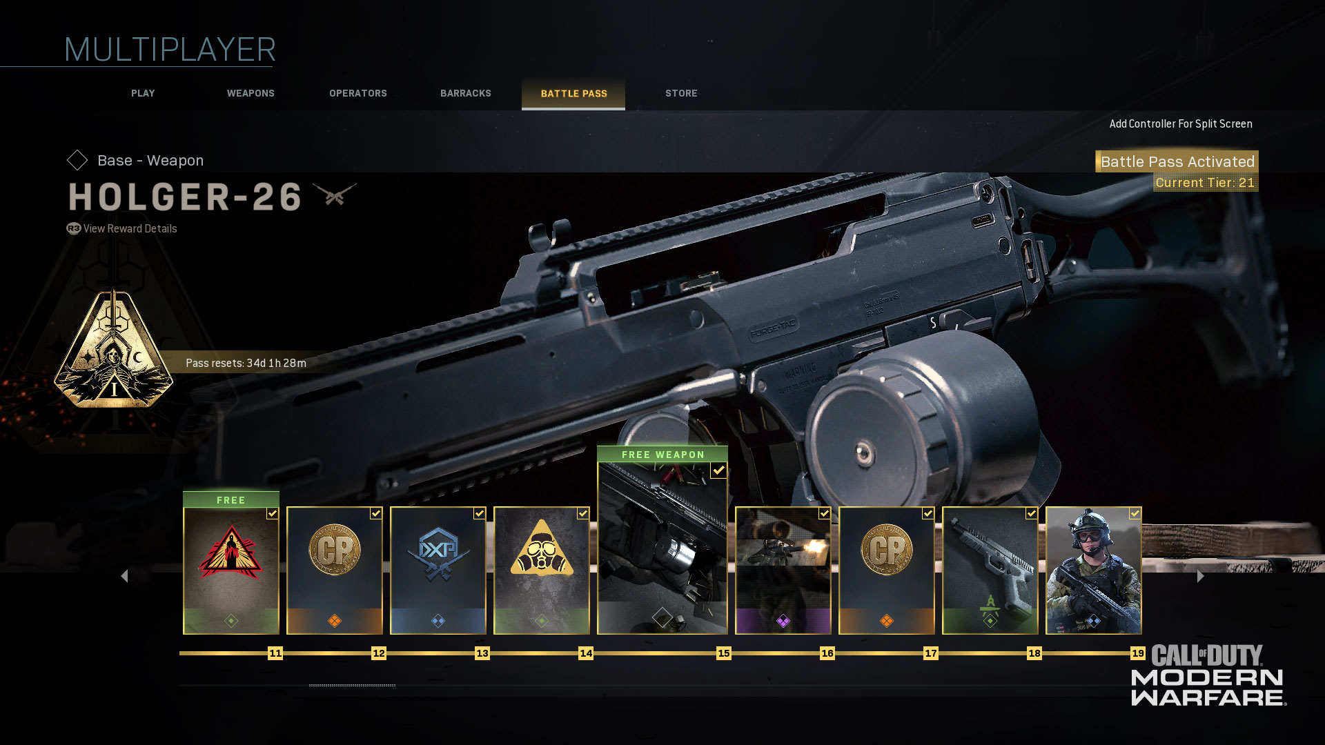 COD Modern Warfare Battle Pass الموسم الأول 