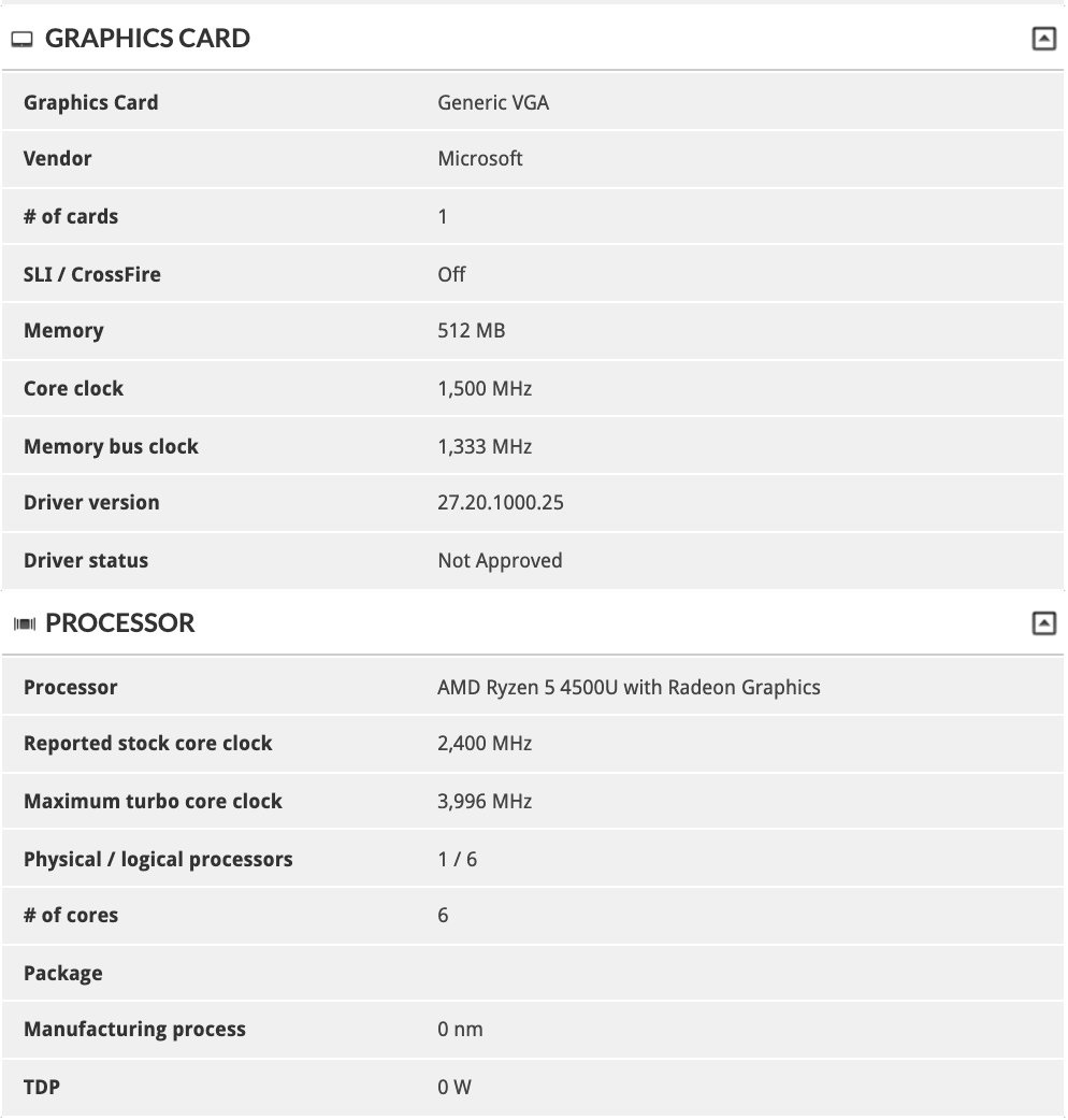 حاسوب Microsoft Surface اللوحي بمعالج Ryzen 5 4500U و Radeon RX 5300M