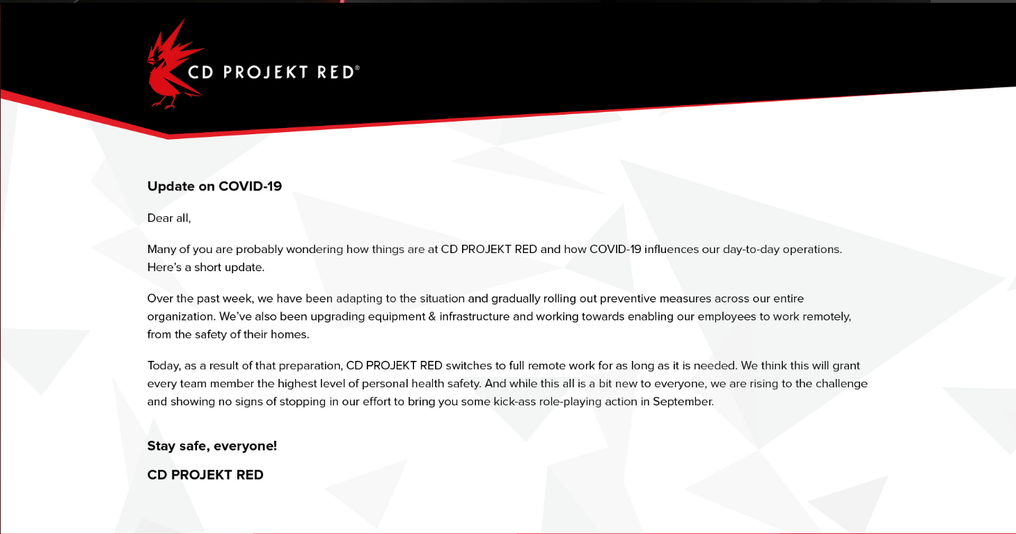 CD Projekt Red Cyberpunk 2077 فيروس كورونا