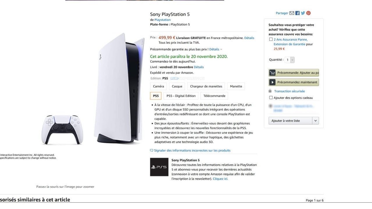 PS5 Amazon الفرنسي السعر