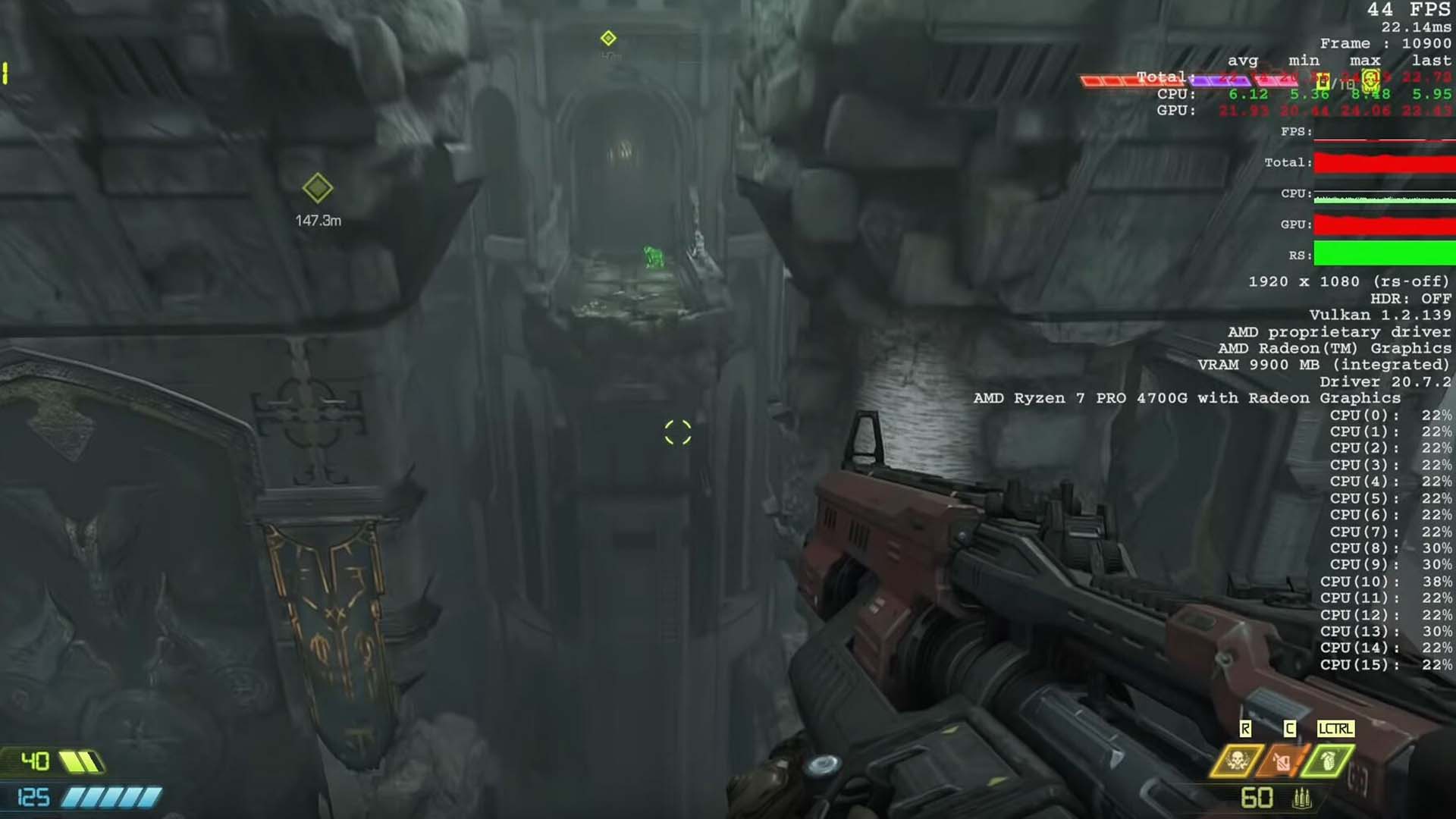 ظهور معالج AMD Ryzen 7 4700G وهو يشغل لعبة Doom Eternal على دقة 1080p