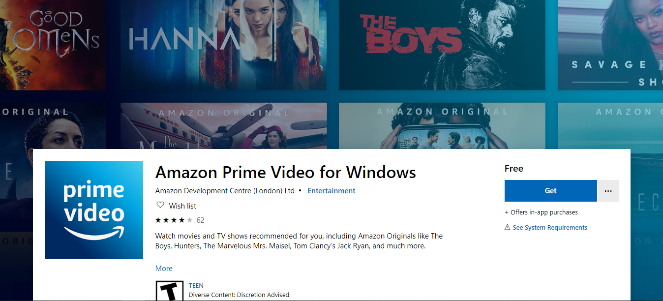 شركة أمازون تطلق تطبيقها Prime Video على متجر تطبيقات ويندوز 10!