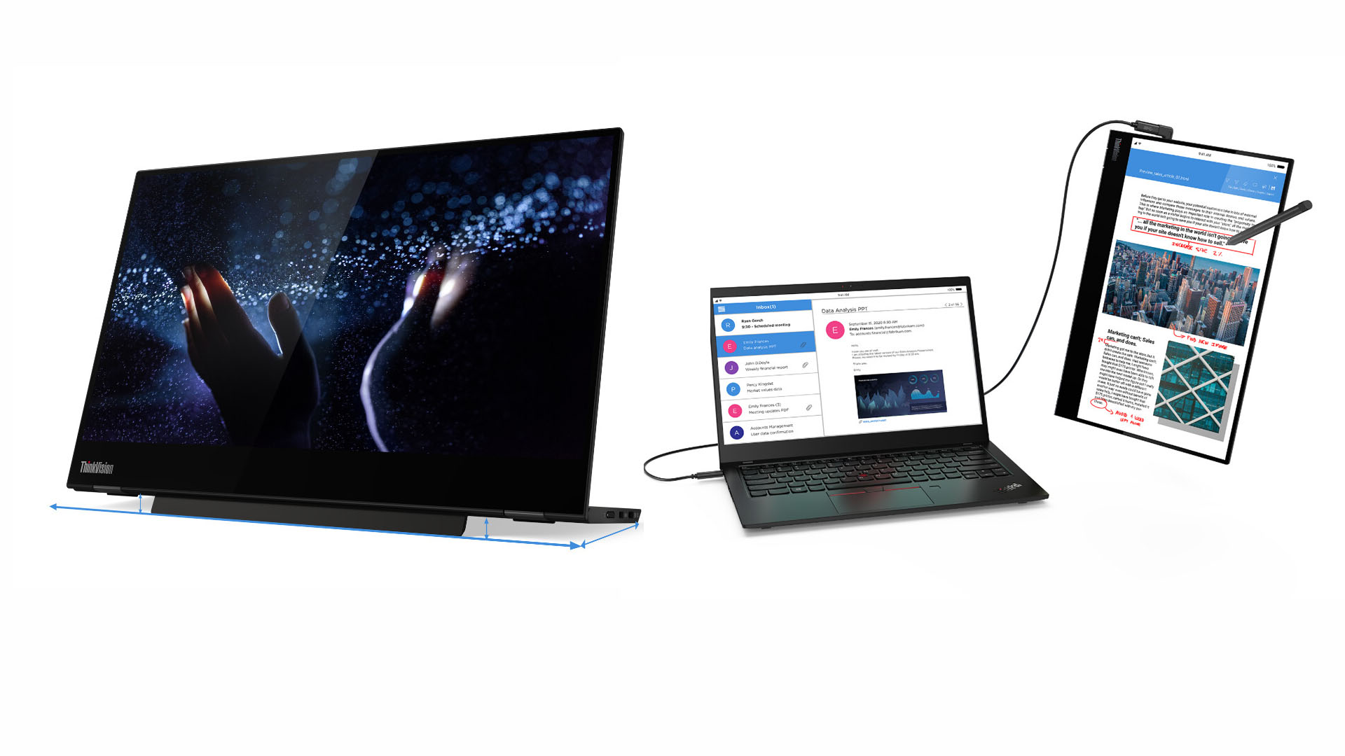 شاشة ThinkVision M14t المحموله هي كل ما يتمناه هواة التصاميم الهندسيه