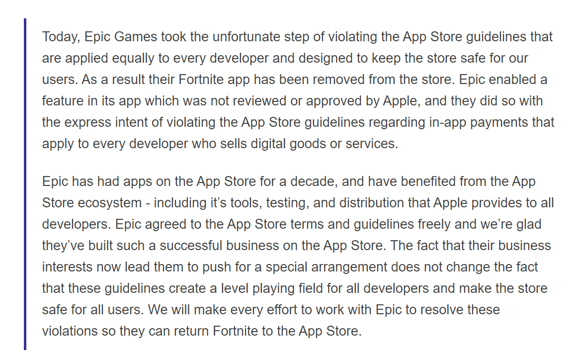 بدأت الحرب! Apple تزيل Fortnite من متجرها رداً على Epic Games! Fortnite Apple iOS Epic Games