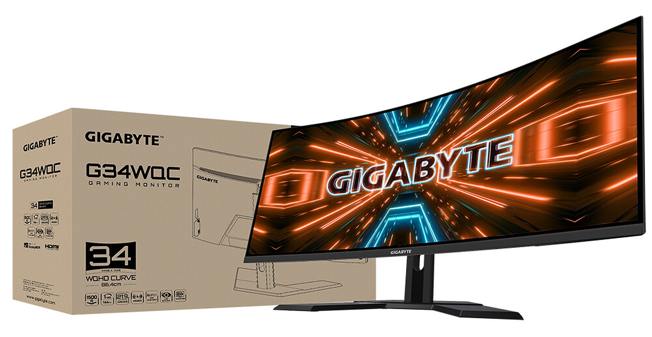 شركة GIGABYTE تطلق شاشة G34WQC مقاس 34 بوصة فائقة الاتساع للألعاب