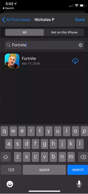 من هناك، ابحث عن لعبة فورتنايت Fortnite