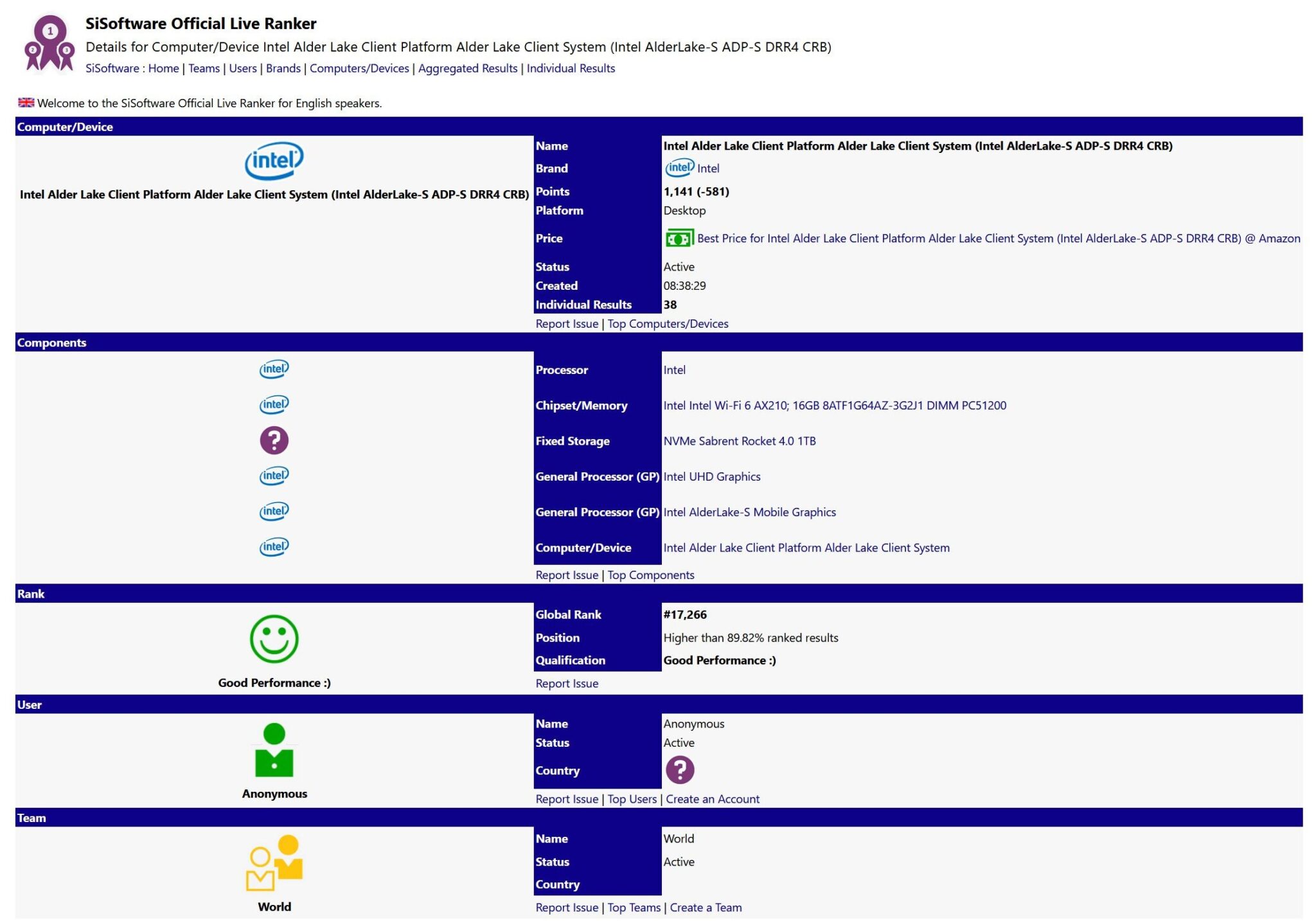 ظهور بعض مواصفات معالجات معمارية Alder Lake-S المكتبية من شركة Intel
