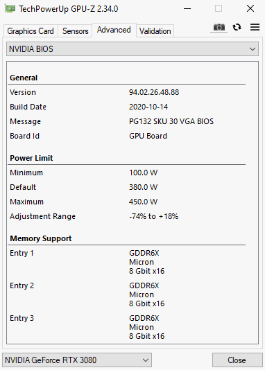 بيوس جديد يفتح معدل استهلاك الطاقة لبطاقة EVGA RTX 3080 FTW3 Ultra