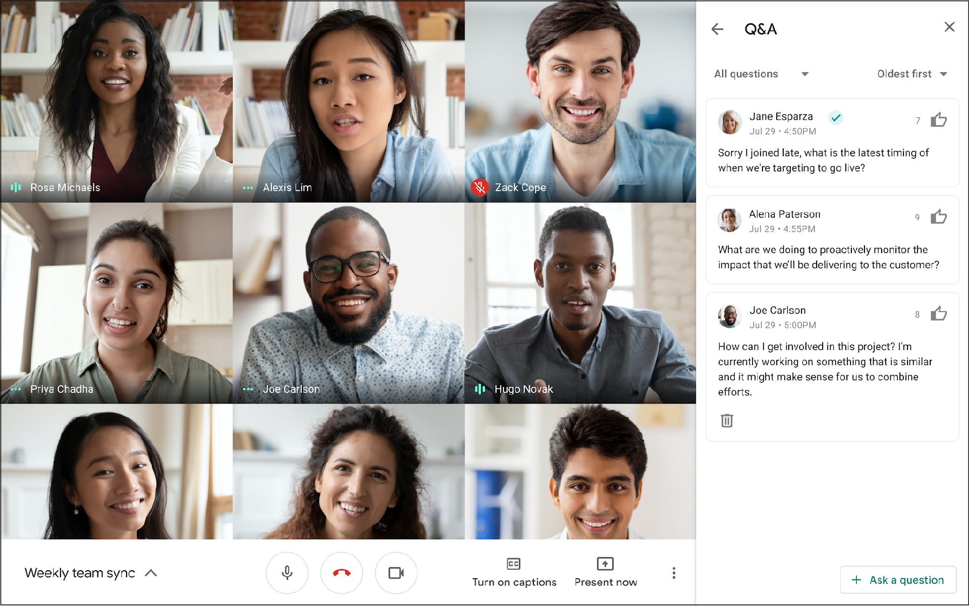 جوجل تضيف الاستفتاءات, الأسئلة والأجوبة في تحديث Google Meet المقبل
