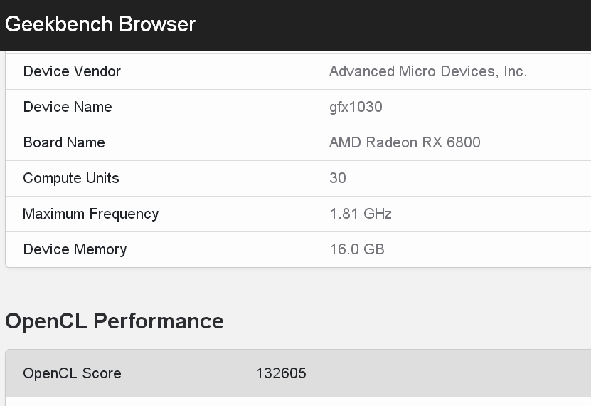 AMD RX 6800 Geekbench 5