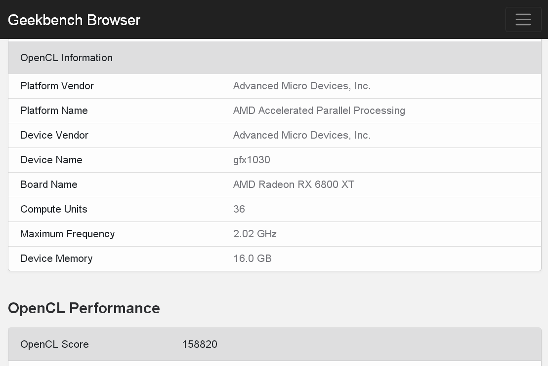 AMD RX 6800 XT Geekbench 5
