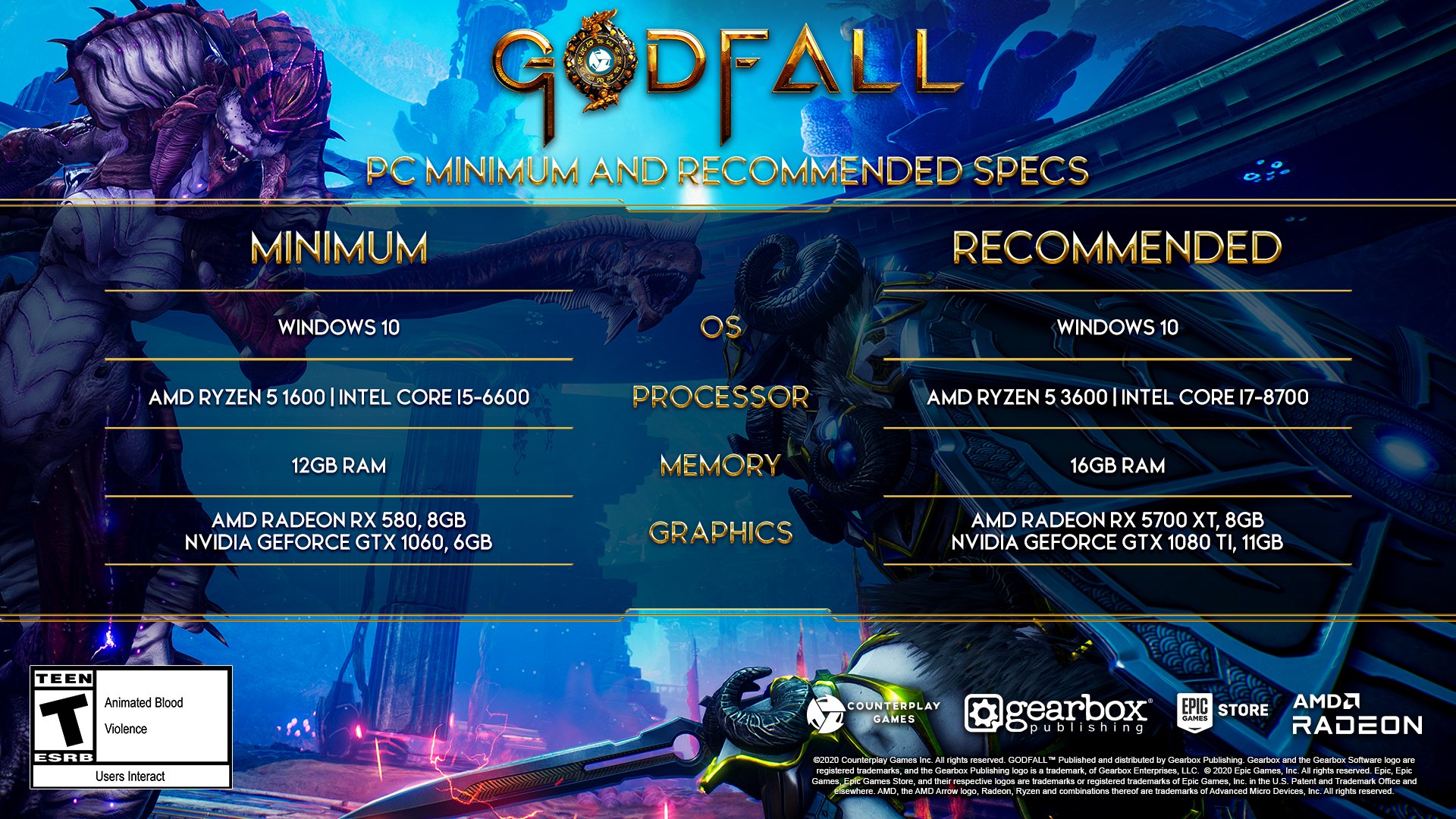 Godfall Counterplay Games AMD RX 6000 متطلبات تشغيل