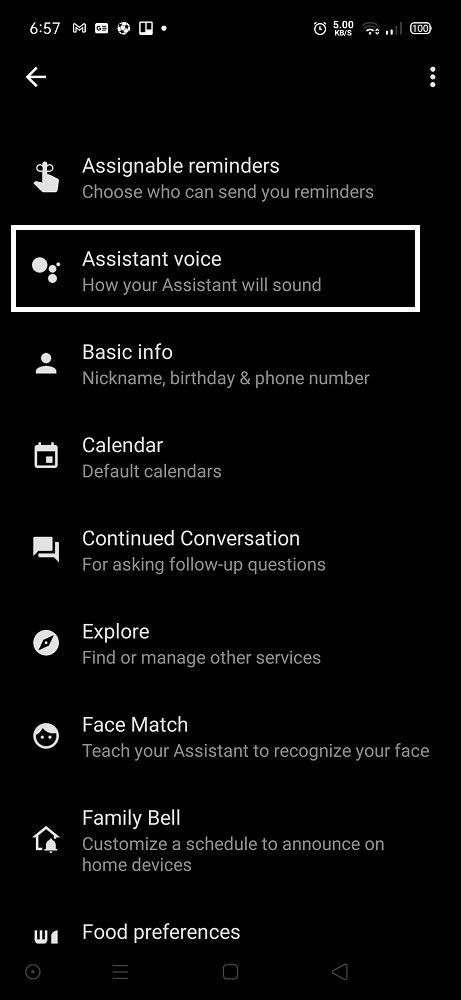 قم بإختيار "Google Assistant".