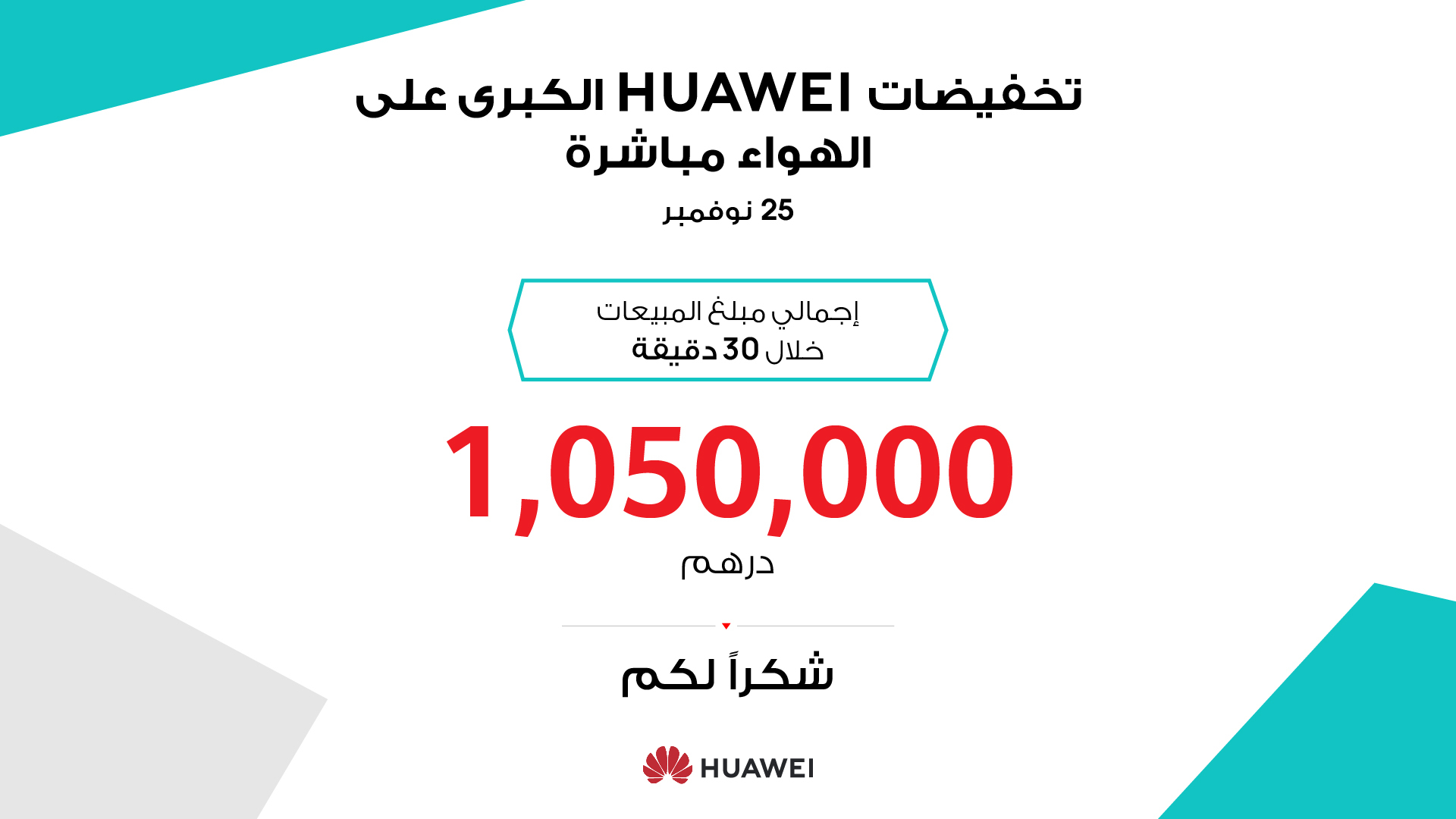 طلبات بقيمة 1,050,000 درهم بمجرد بدء حدث HUAWEI MEGA LIVE SALE