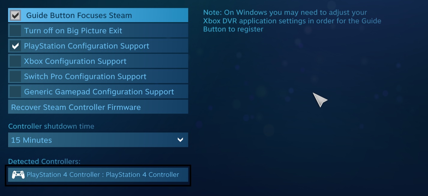 ستجد الأداة مسجلة على Steam، لكن كـ DualShock 4.