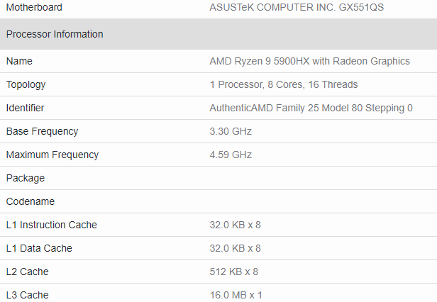 ASUS AMD Ryzen 9 5900HX