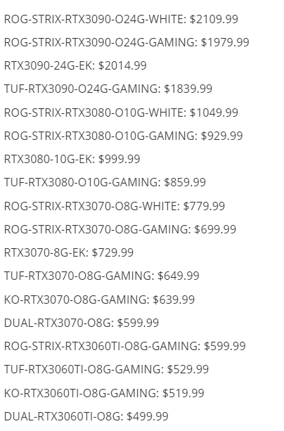 ASUS New Prices