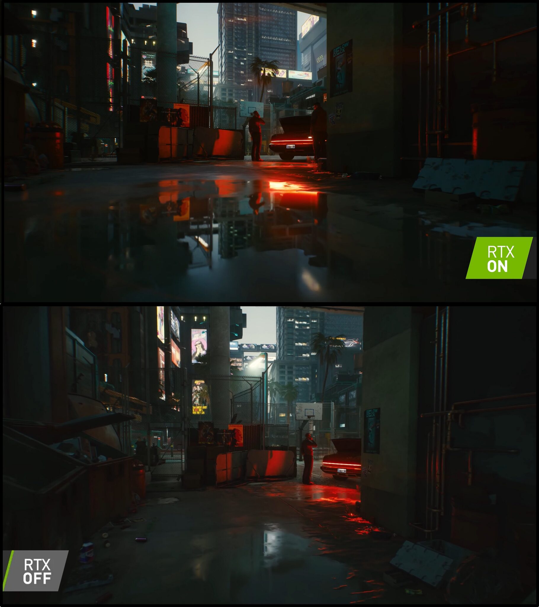 NVIDIA RTX on vs Off Cyberpunk 2077 1