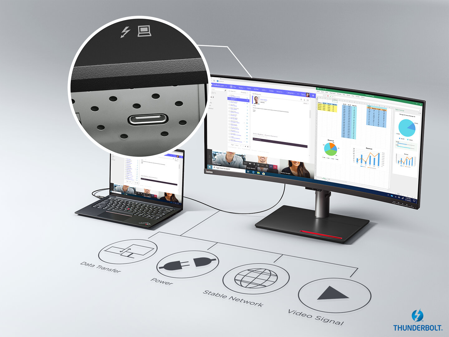 لينوفو تكشف عن شاشة ThinkVision P40-20 الاحترافية مع دعم Thunerbolt 4