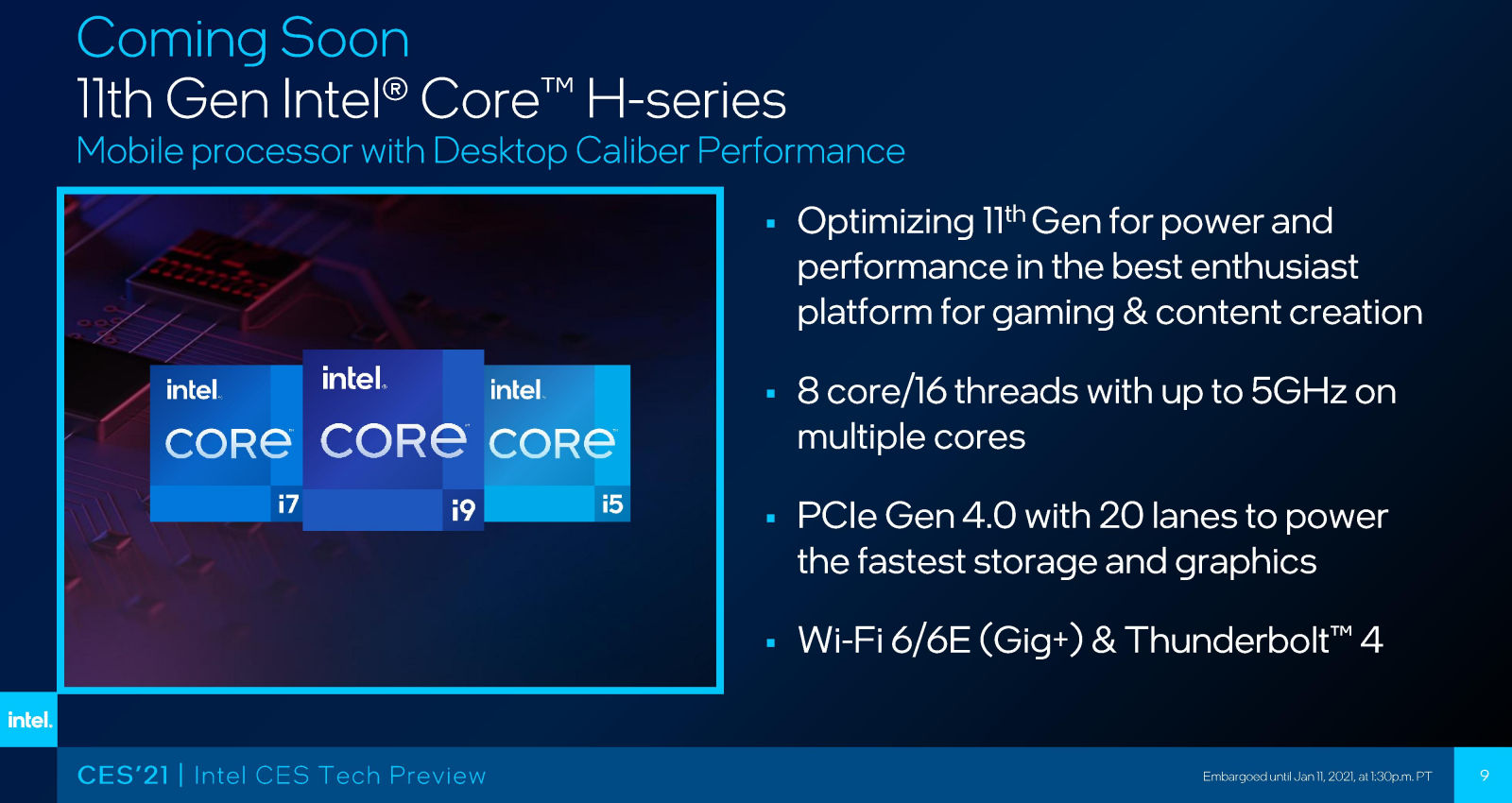 شركة Intel تستعد لإطلاق ثلاثة معالجات Tiger Lake-H مع ثمانية أنوية !!