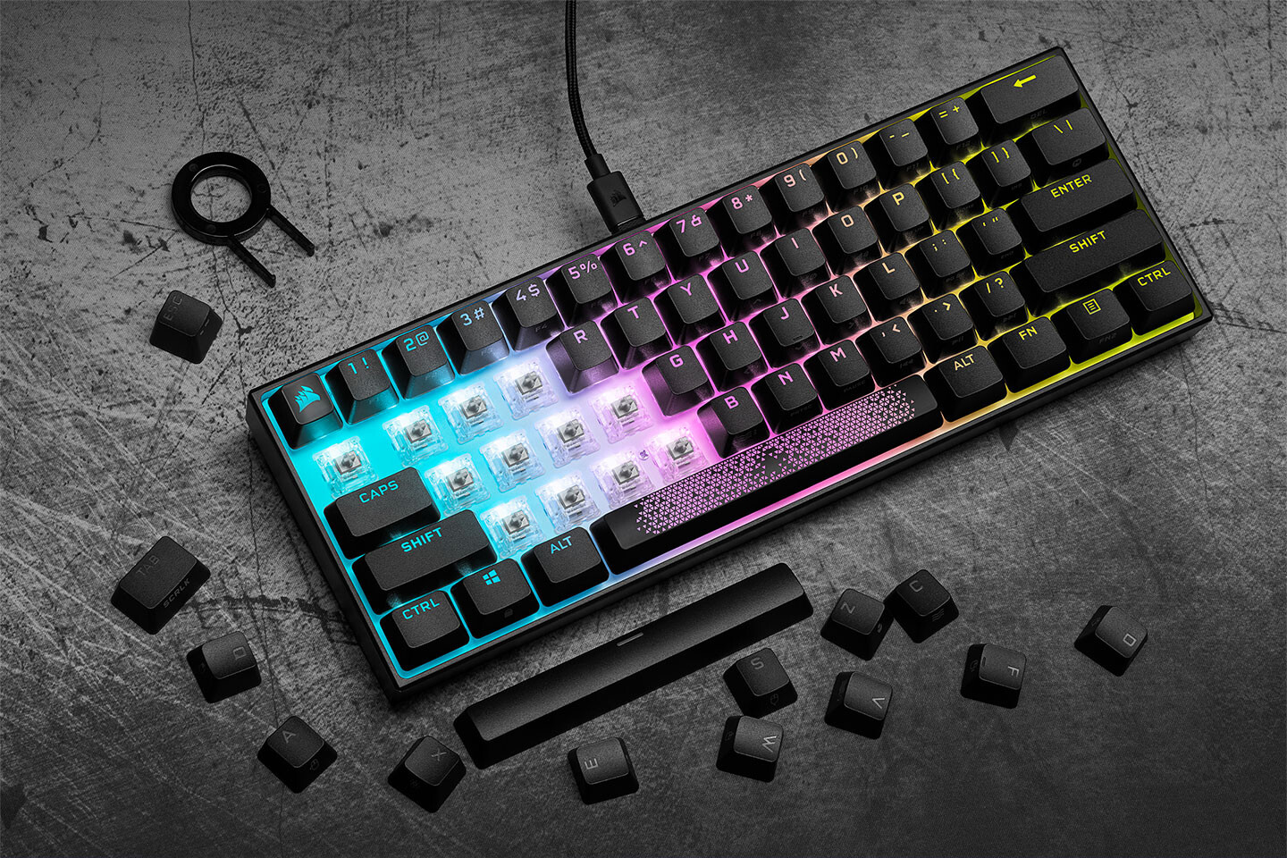 كورسير تطلق كيبورد K65 RGB MINI الميكانيكي بتصميم 60% وبمواصفات رائدة