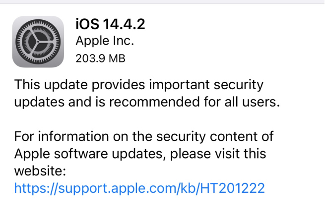 Apple أبل iOS 14.4.2 