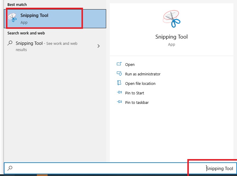 ابحث عن Snipping Tool