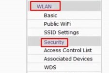 اضغط على WLAN ثم اضغط على Security