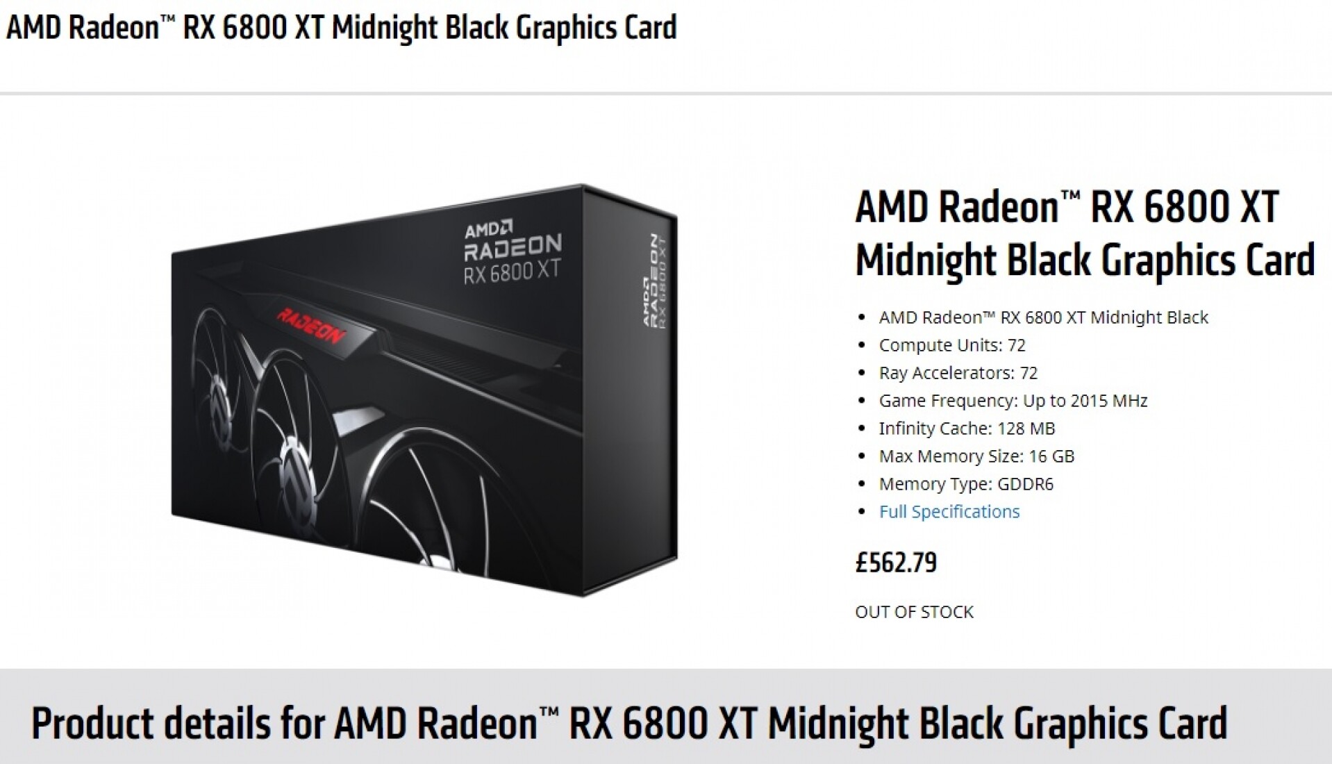 شركة AMD تطلق بطاقة RX 6800 XT Midnight Black ، لتنفذ من المخازن !!