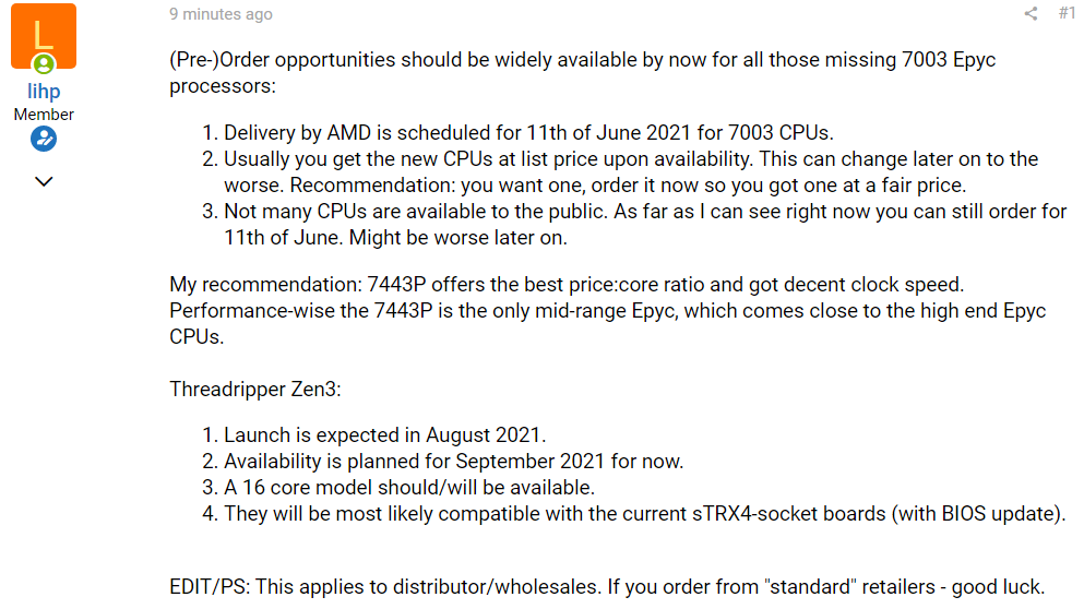 AMD Ryzen Threadripper Zen 3 Leaks