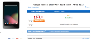 نُسخة 32GB من الجهاز اللوحي Nexus 7 أصبحت مُتوفرة من خلال متجر Walmart