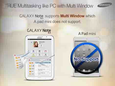 تسريب إعلانات جديدة خاصة بالجهاز اللوحي Samsung Galaxy Note 8.0, تعرض ستة مُميزات لا تتوافر في جهاز iPad Mini