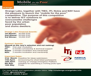 شركة Orange تُعلن عن مسابقة Mobile for the Poor
